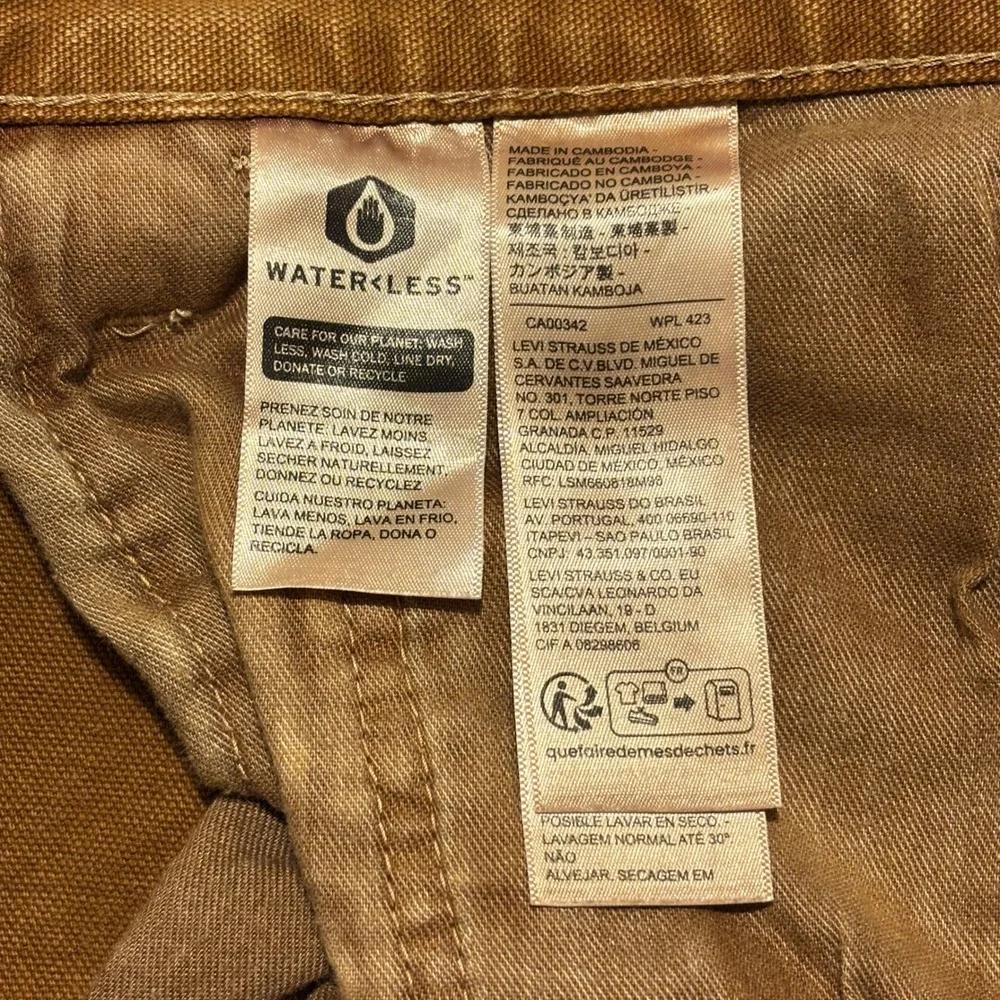 Levis Mens Brown Canvas Carpenter Pants Straight Leg Painters 34x34 55849-0034